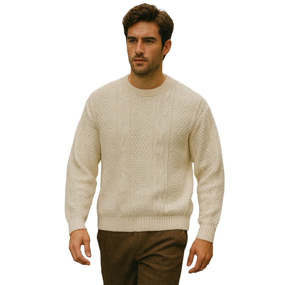Vintage Cream Cable Knit Pull Over / Jumper Sweater Fisherman Core Nautical